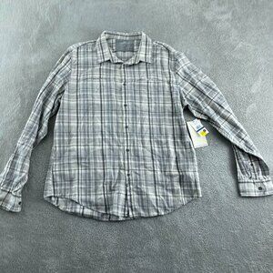Calvin Klein Jeans Mens Gray Plaid Button-Down Shirt Long Sleeve XL 5877